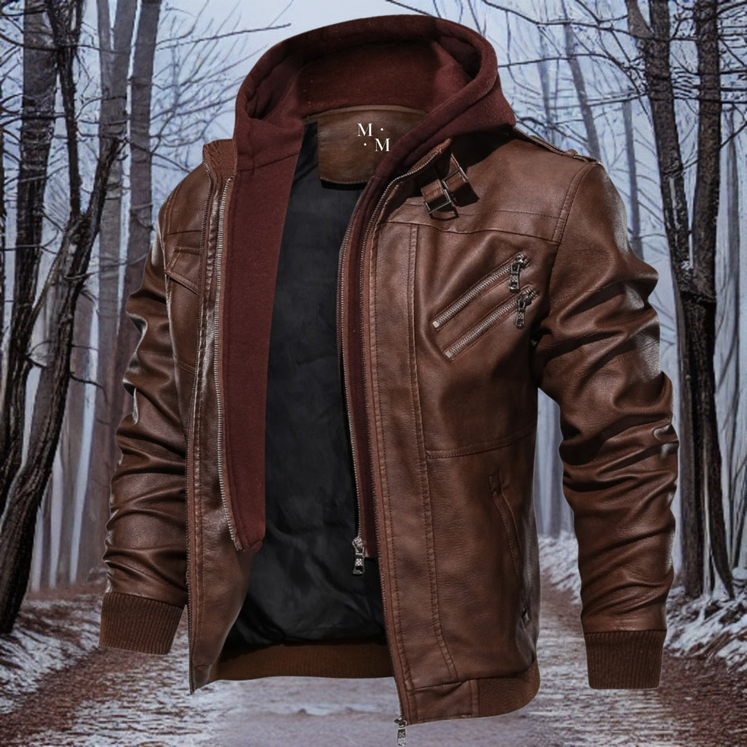 W&W Mode warme Lederjacke mit Kapuze