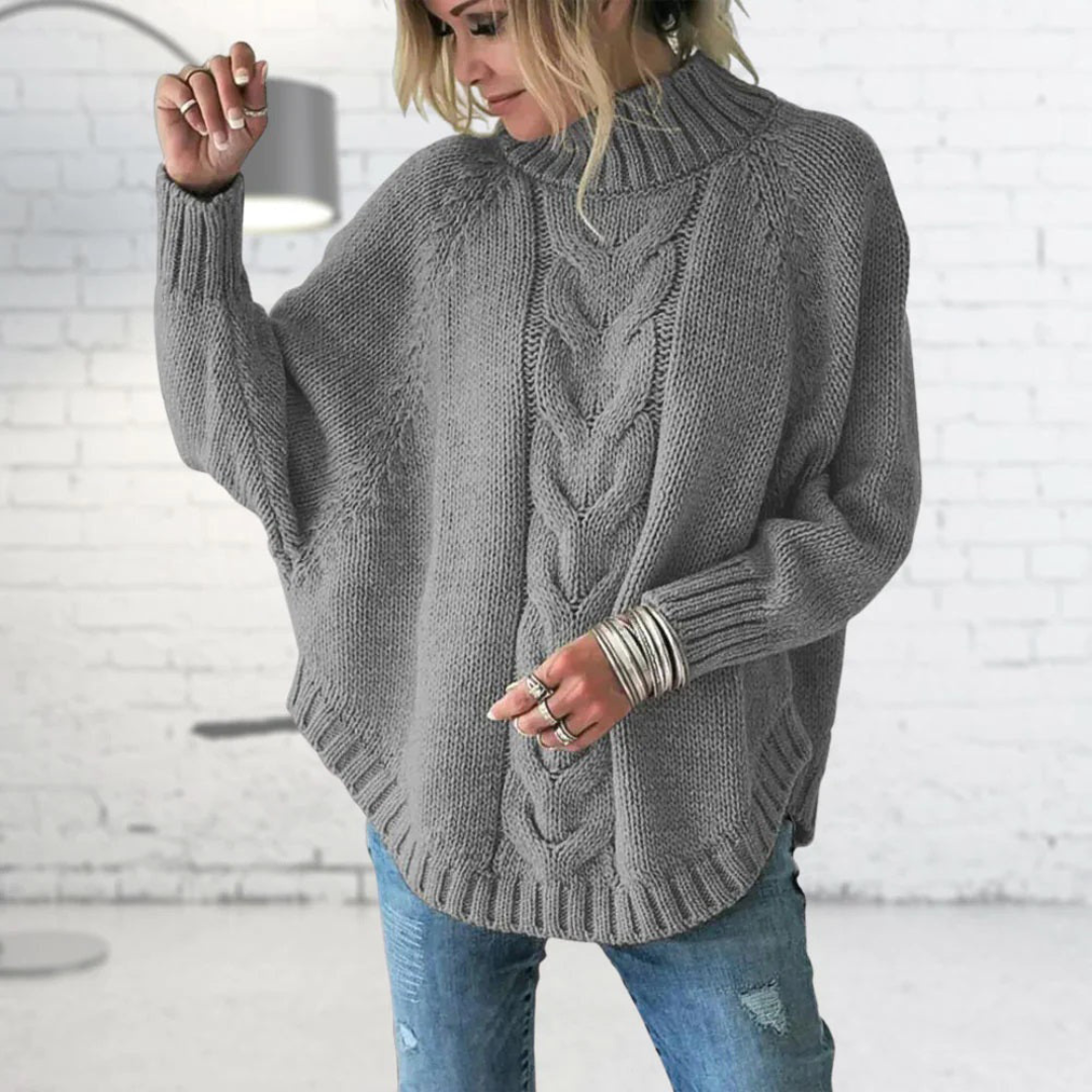 W&W Mode - Damen grob gestrickter Rollkragenpullover