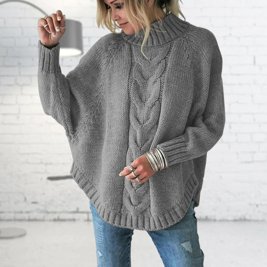 WW - Damen grob gestrickter Rollkragenpullover