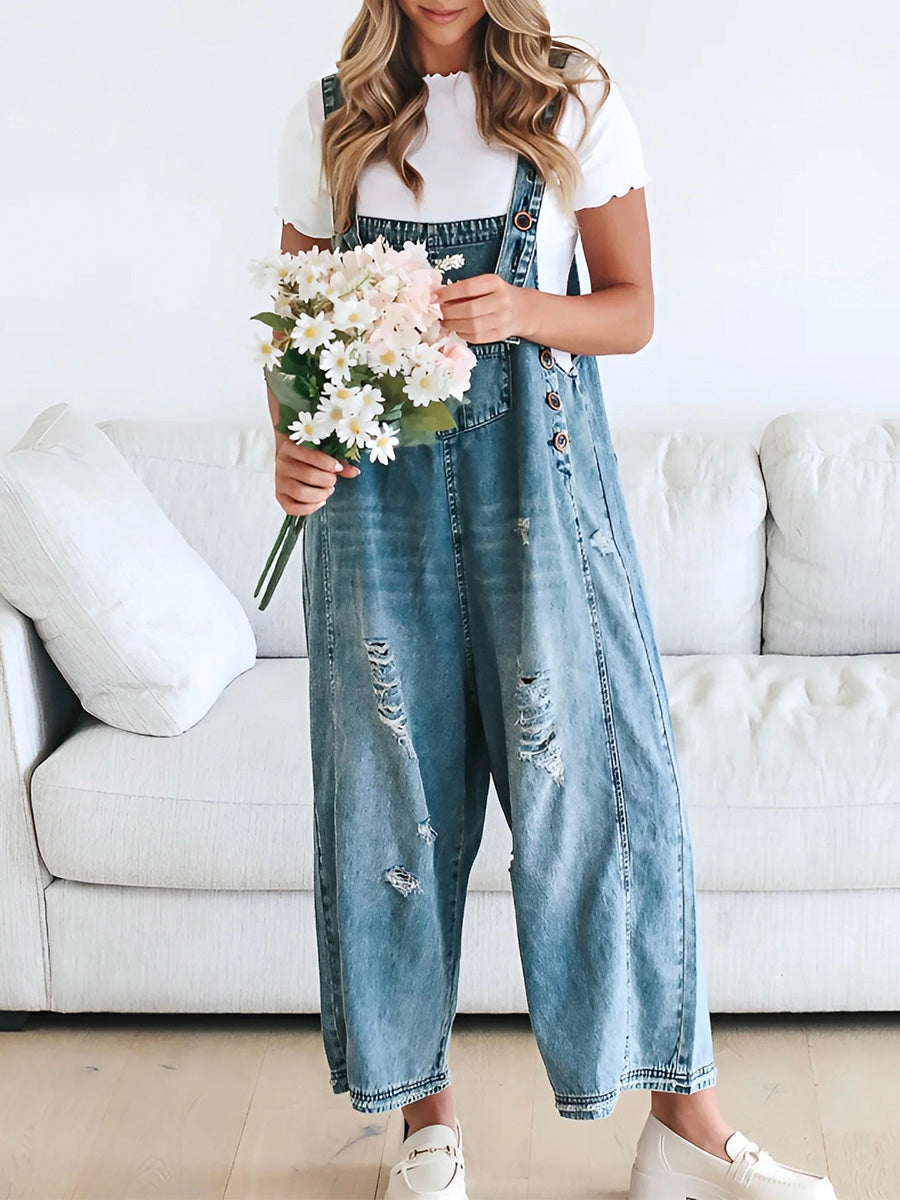 W&W Mode | Denim Jumpsuit Damen Baggy Jeans Overall