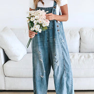 WW | Denim Jumpsuit Damen Baggy Jeans Overall