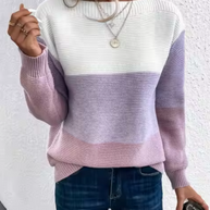 WW | Casual Herbst Dreifarbiger Strickpullover für Frauen