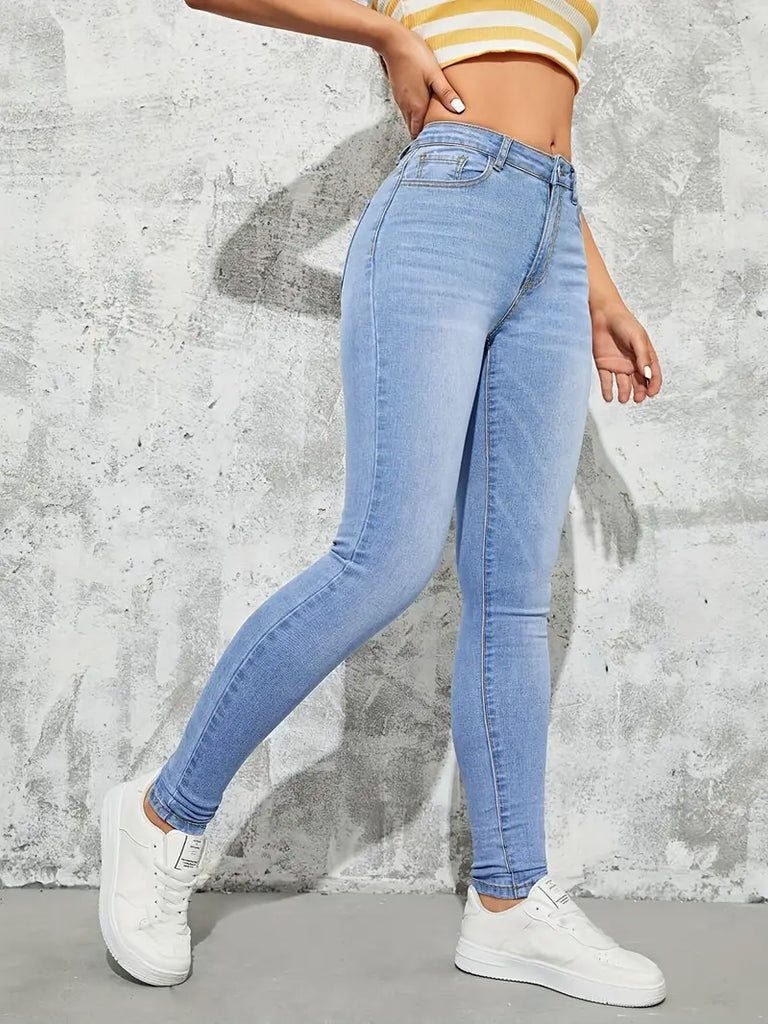 WW | Hellblau Skinny Fit Jeans mit Hoher Taille für Frauen