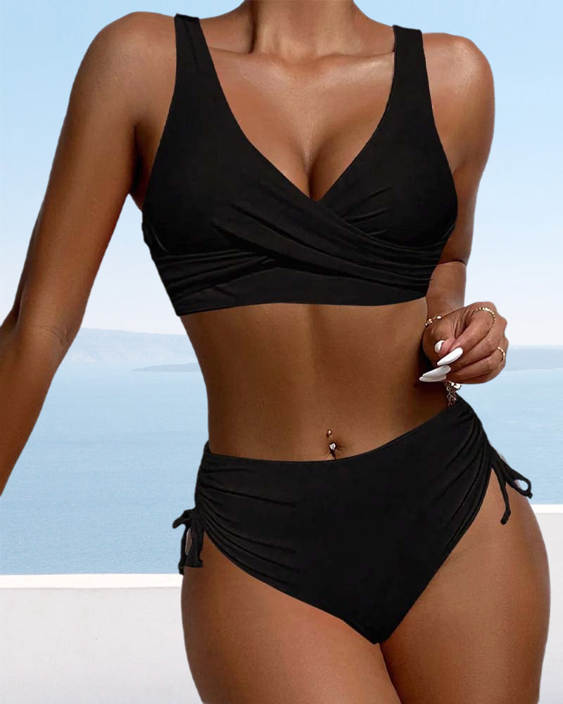 WW bikini-badeanzug mit kordelzug und schnürung hinten