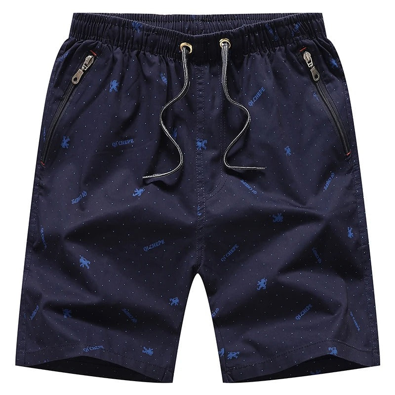 WW | Herren Blau Beige Badehose Mit Reißverschlusstaschen Männer Sommer Shorts