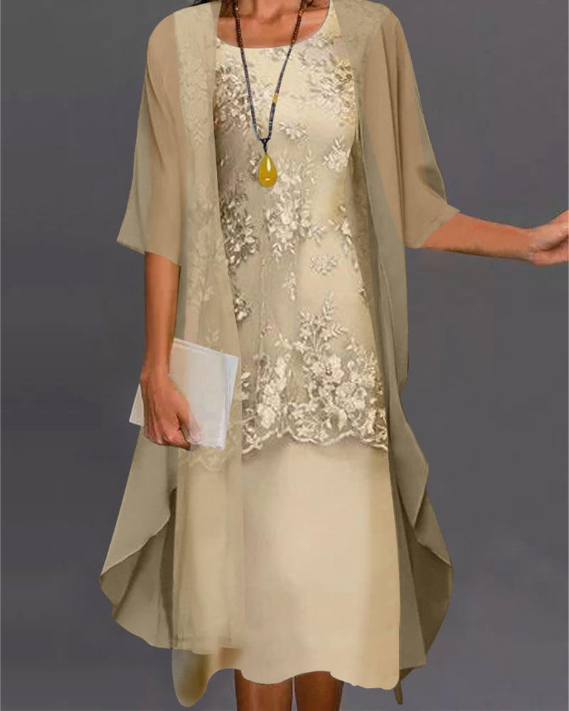 WW | Elegantes Chiffonkleid in Zwei Teilen