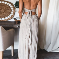 U-Ausschnitt Maxikleid mit offenem Rücken