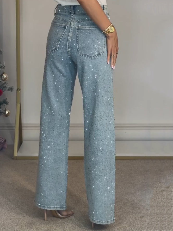 W&W Mode | Jeans Mit Hoher Taille Und Diamant Details