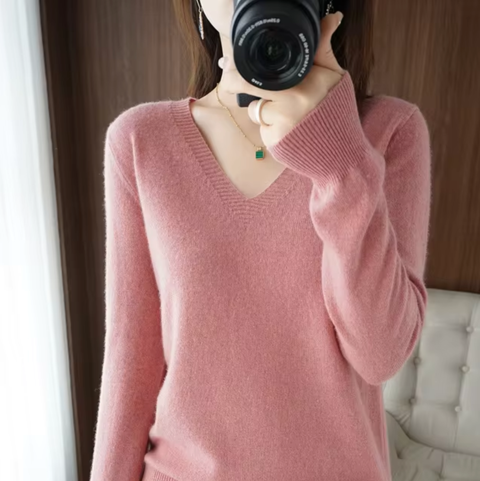 WW | V-Ausschnitt Strickpullover