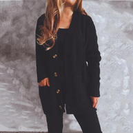 WW | Wollstrickjacke Damen Mit Zopfmuster Und Holzknöpfen, Lockere
