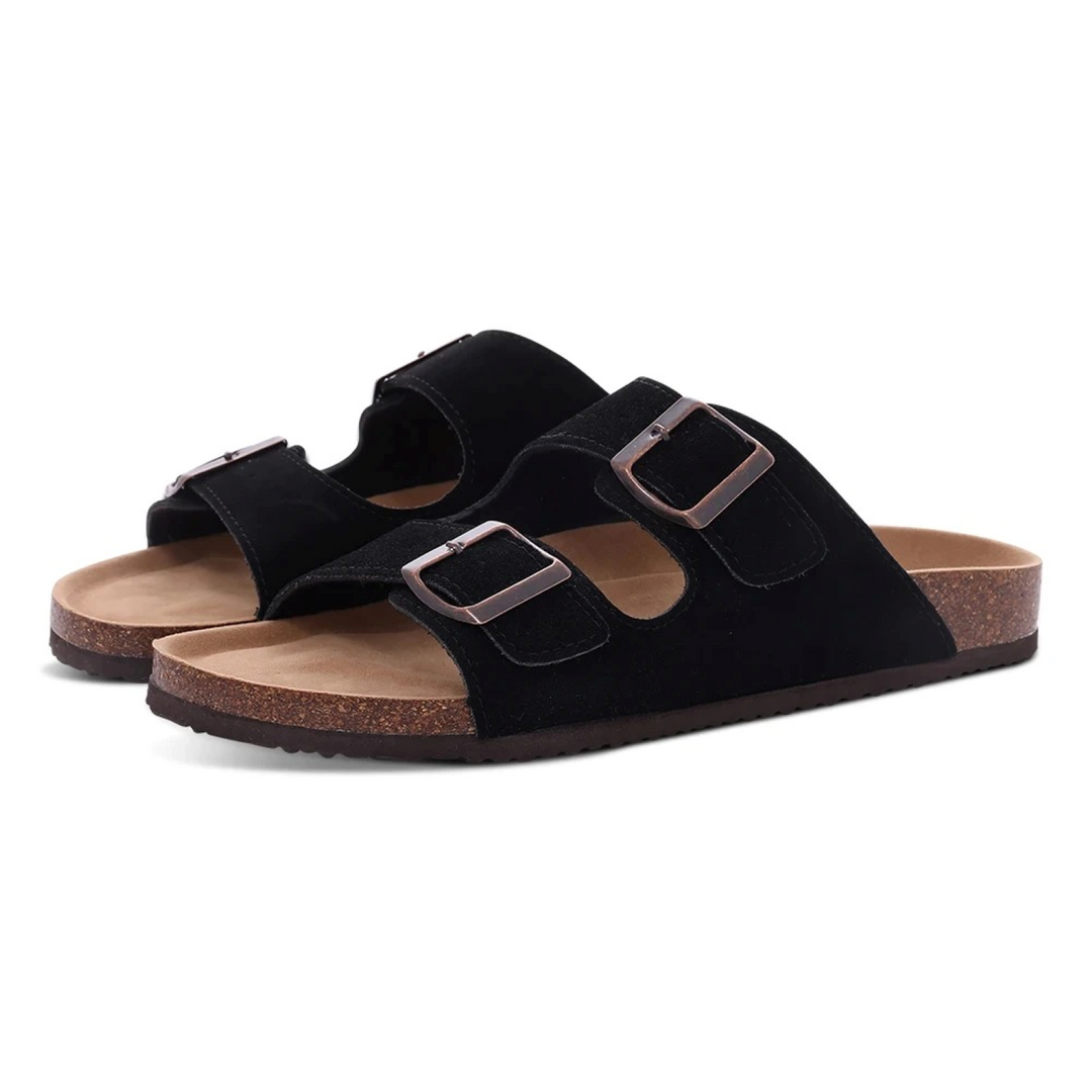 W&W Mode | Wildleder Damen Sandalen Mit Doppeltem Riemen