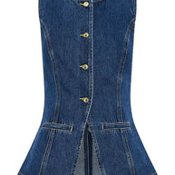 WW | Ärmellose Denim-Weste mit Knopfschluss für Frauen