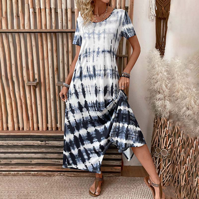WW Sommerkleid | Vintage-Kleid mit Verlaufsmuster und Rundhalsausschnitt