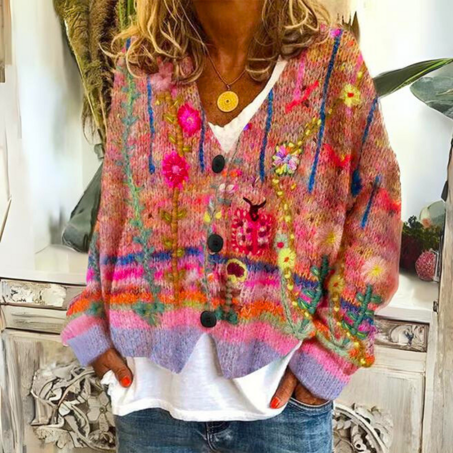 WW | Luxuriöse bedruckte Strickjacke