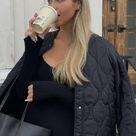 WW | Gepolsterte Jacke Damen, Leichtes Übergröße Modell Mit Taschen, Knopfverschluss