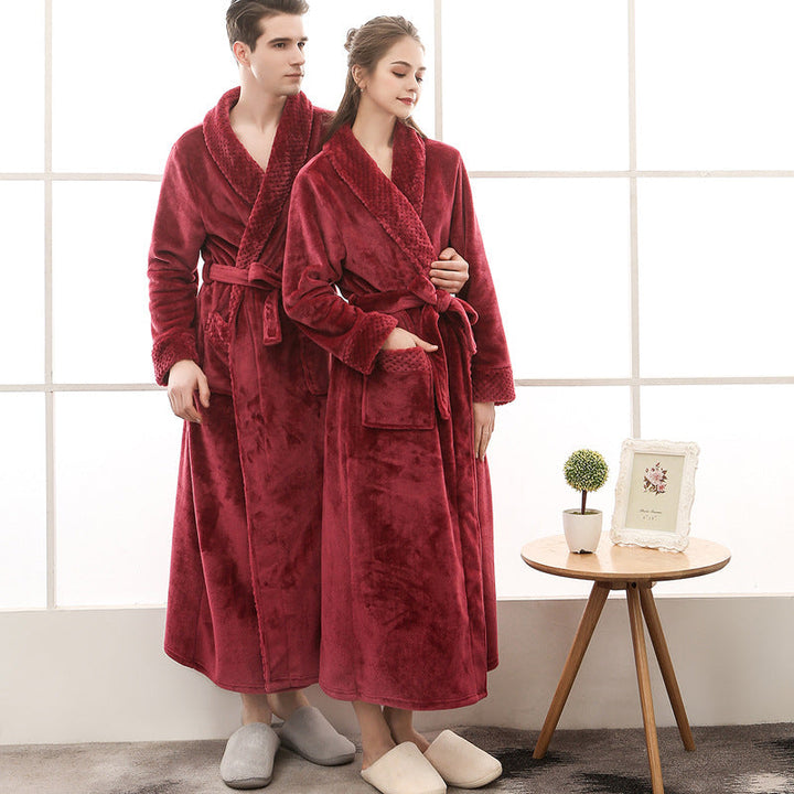 W&W Mode | Eleganter Coral Fleece Flanell-Bademantel für Paare