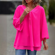 WW | Chiffon Reißverschlussoberteil V-Ausschnitt
