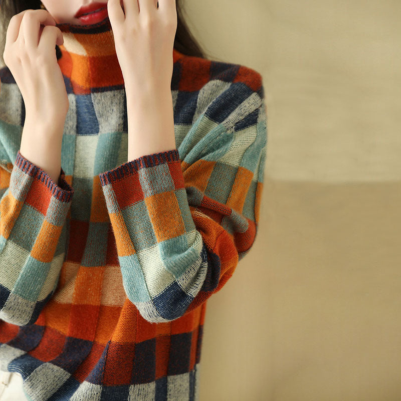 WW | Bunter Karierter Strickpullover