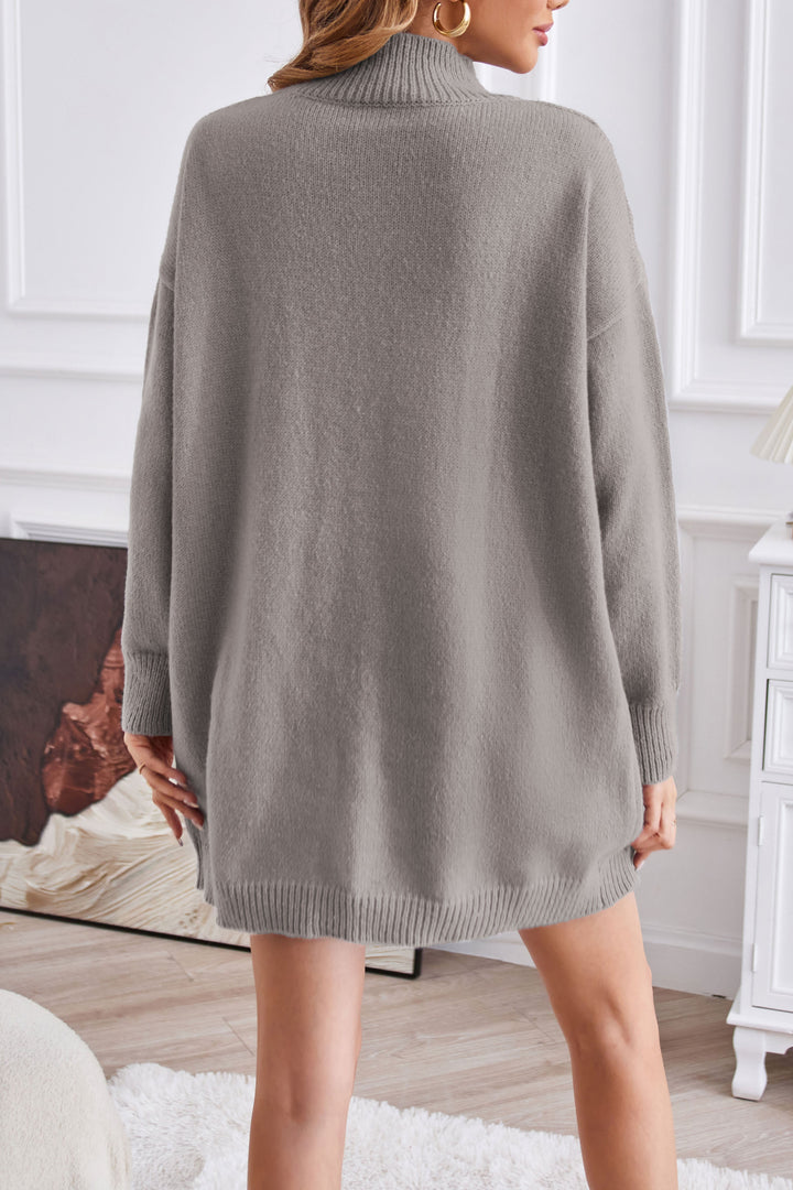 W&W Mode Halb-Turtleneck mittellanger Schlitzpullover