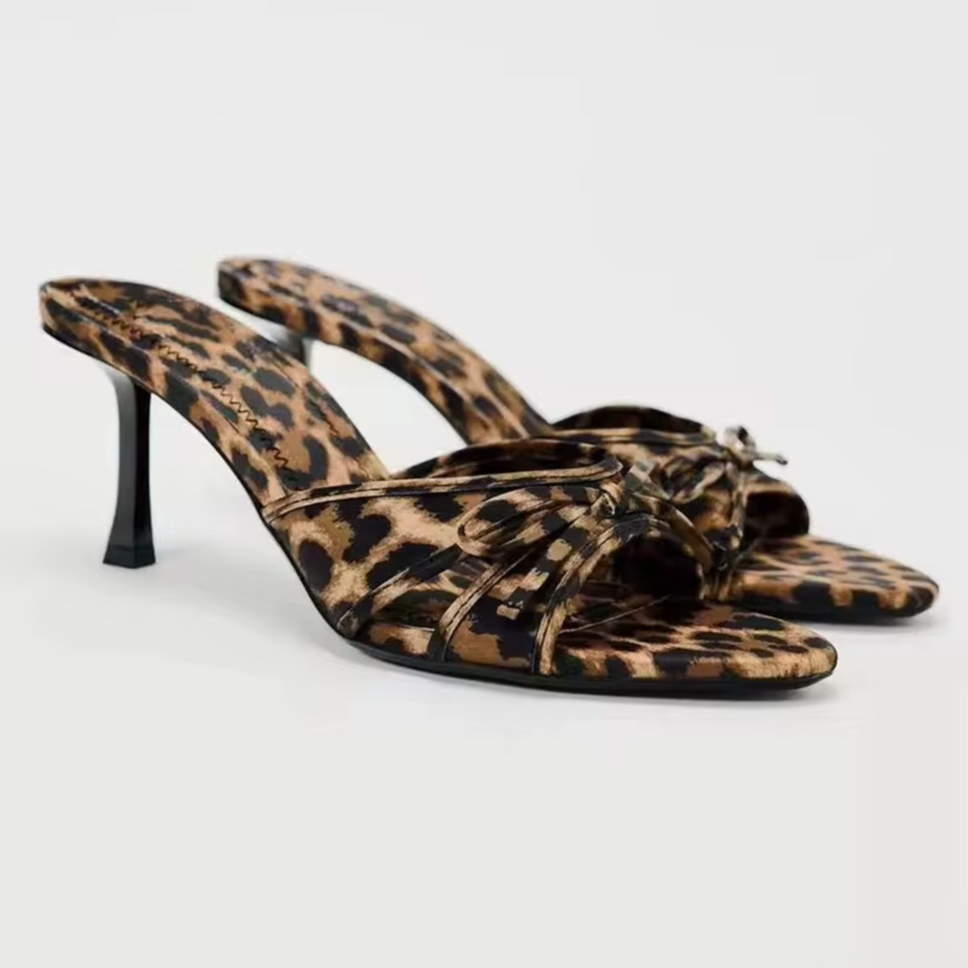 W&W Mode | High-Heeled Slippers mit Leopardenmuster