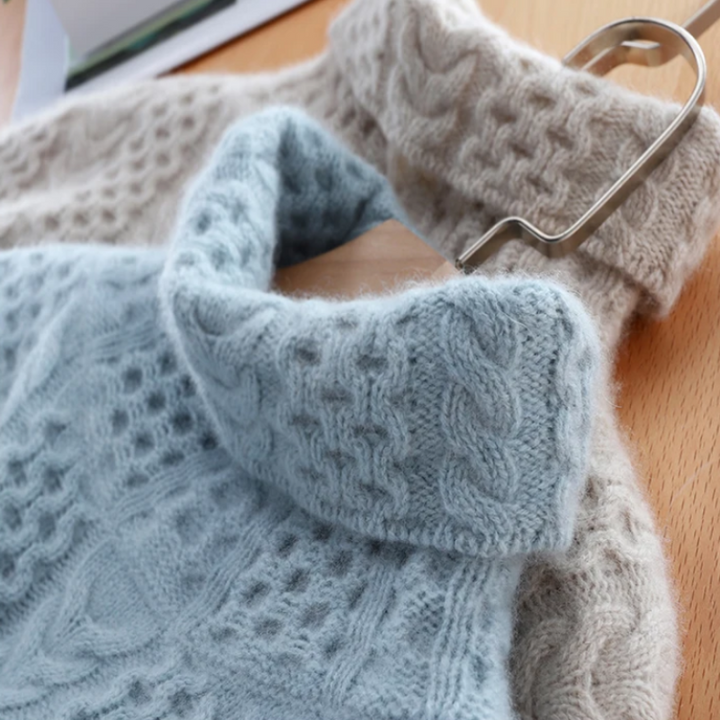 W&W Mode | Luxuriöser Kaschmir-Rollkragenpullover mit Karomuster