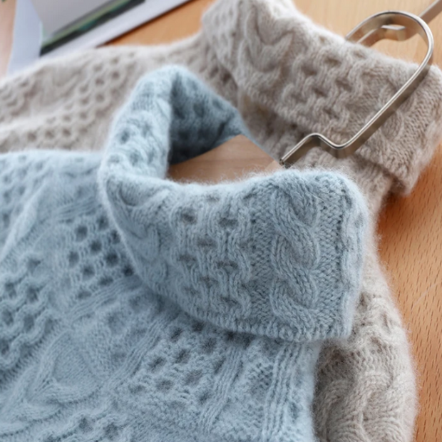 WW | Luxuriöser Kaschmir-Rollkragenpullover mit Karomuster
