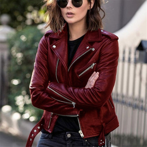 Bikerjacke mit schrägem Frontreißverschluss und Reißverschlusstaschen