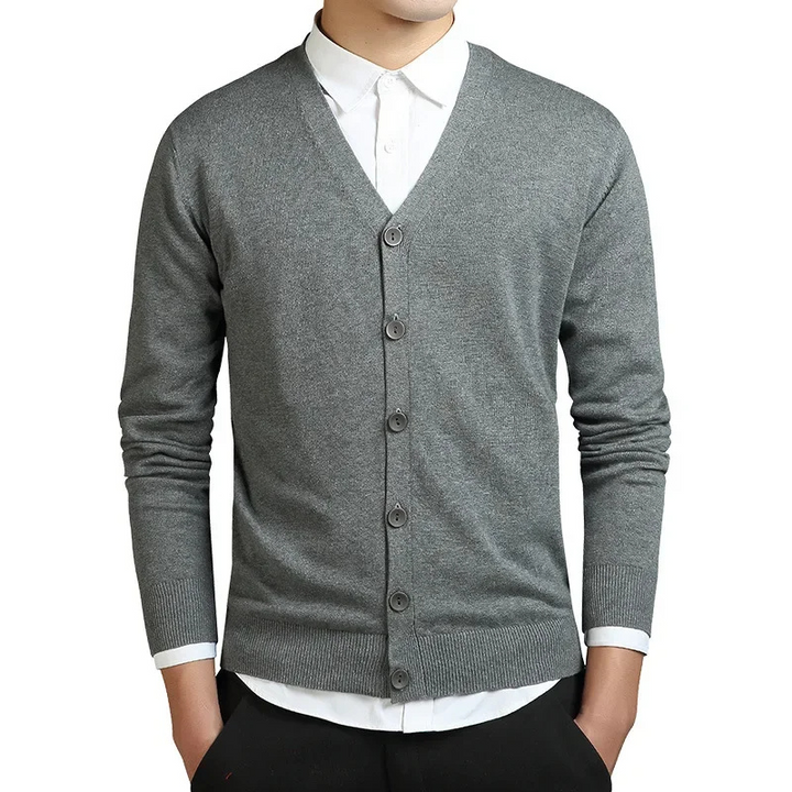 W&W Mode | Herren Strickjacke Mit Knöpfen, V-ausschnitt, Leichtes Material, Slim Fit Design