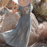 WW | Stil Maxi Kleid mit Flatterärmeln für Frauen