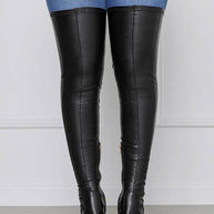 WW | Overknee Stiefel Blockabsatz Runde Spitze Reißverschluss Lug Sohle