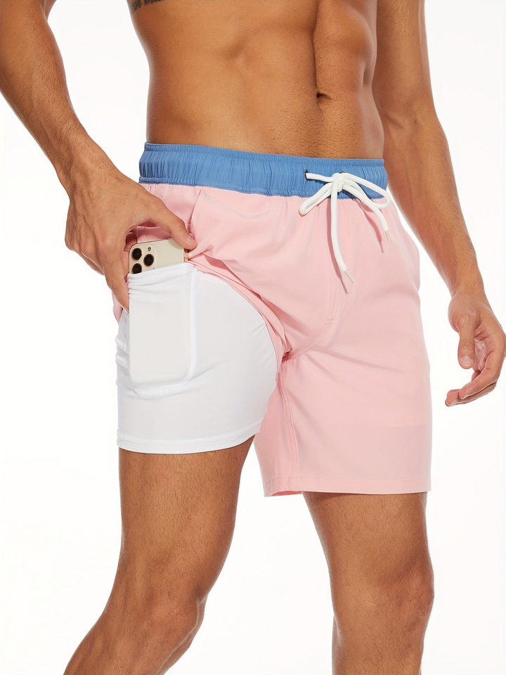 W&W Mode | Schnell Trocknende Herren Badehose Doppelschicht Design