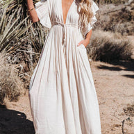 WW | Stil Maxi Kleid mit Flatterärmeln für Frauen