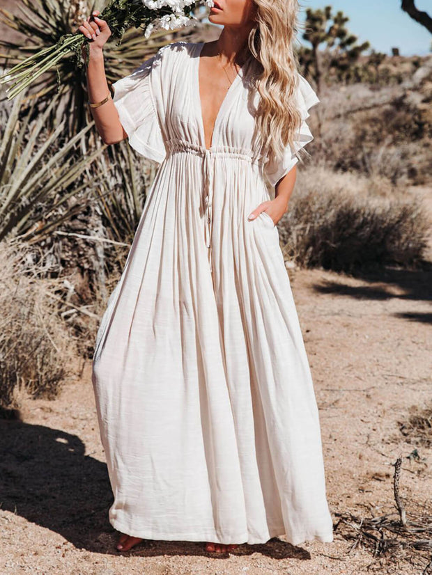 WW | Stil Maxi Kleid mit Flatterärmeln für Frauen