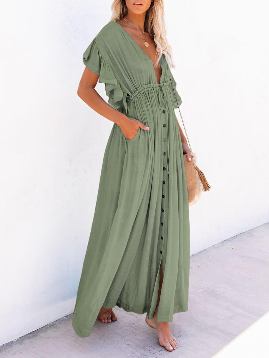 WW | Stilvolles Maxikleid mit Flatterärmeln für Frauen