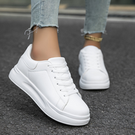 WW | Damen Leder Sneakers Weiß Sportliche Damenschuhe