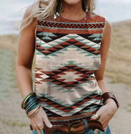 WW | Geometrie 3d Druck Western Ethnic Style Tanktops
