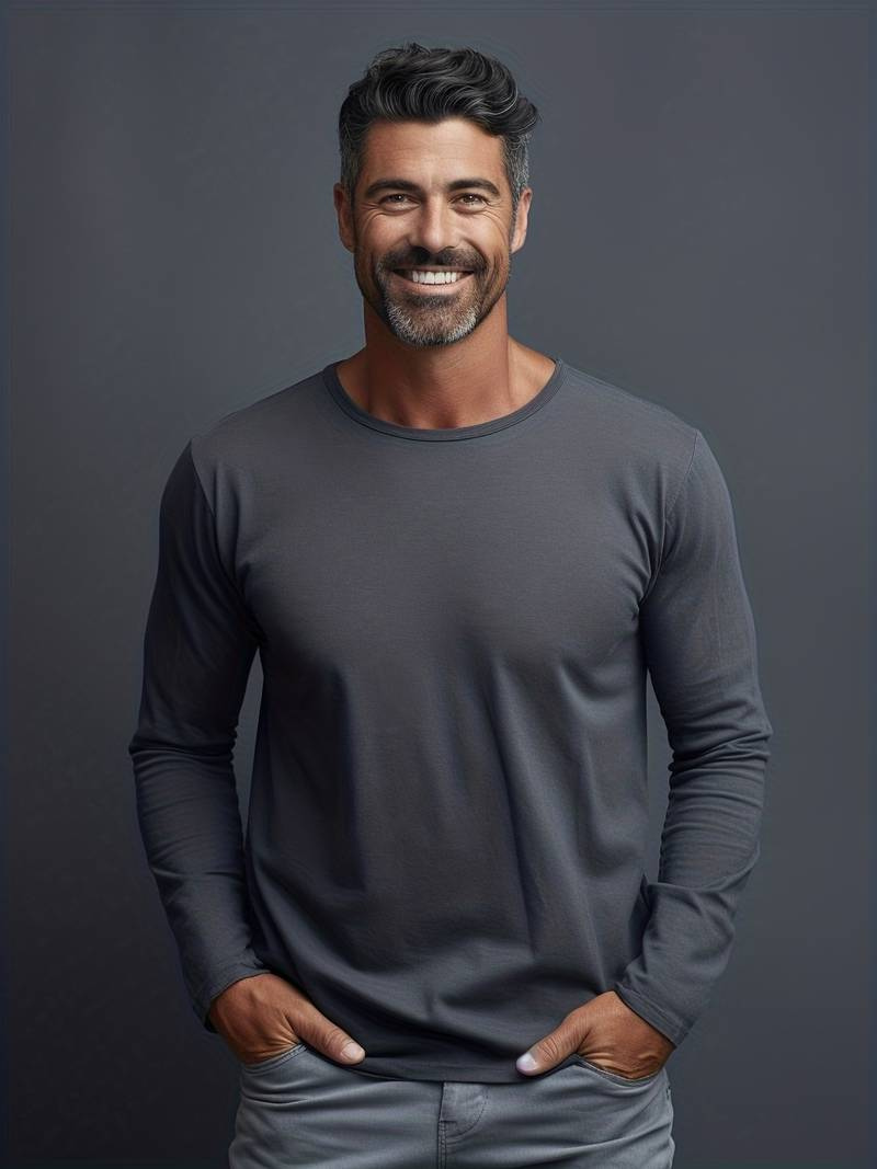 WW | Herren Langarm T-Shirt Einfaches Design Pullover Für Männer