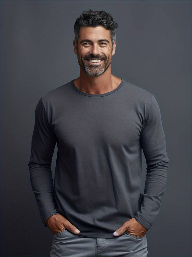 WW | Herren Langarm T-Shirt Einfaches Design Pullover Für Männer