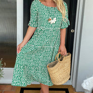 Midikleid mit Rundhalsausschnitt und Polka-Dot-Print