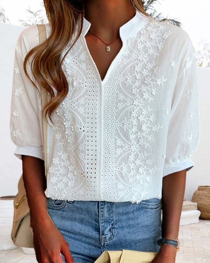 W&W Mode - Weiße Bluse mit Puffärmeln