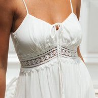 WW | Making Moves Weiß Spitze Ohne Ärmel Maxi Kleid