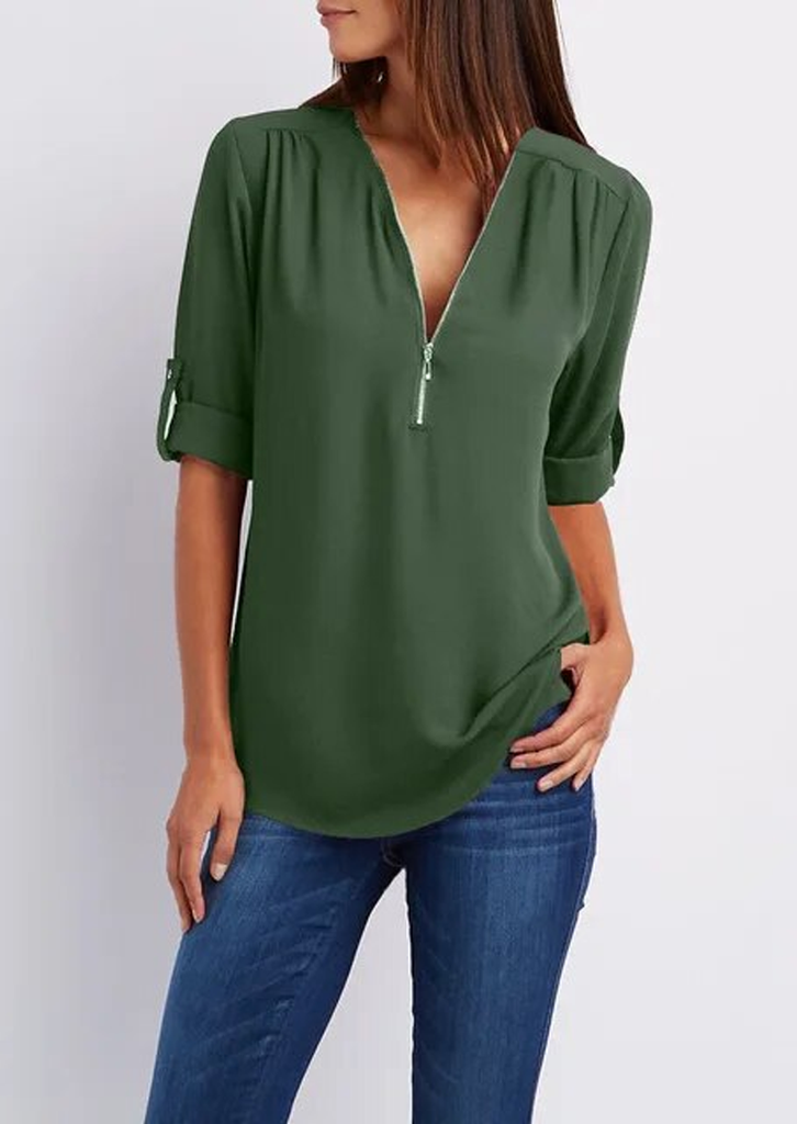 WW | Chiffonbluse mit Reißverschluss