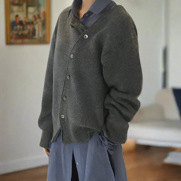 W&W Mode | weiche strickjacke mit diagonaler knopfleiste