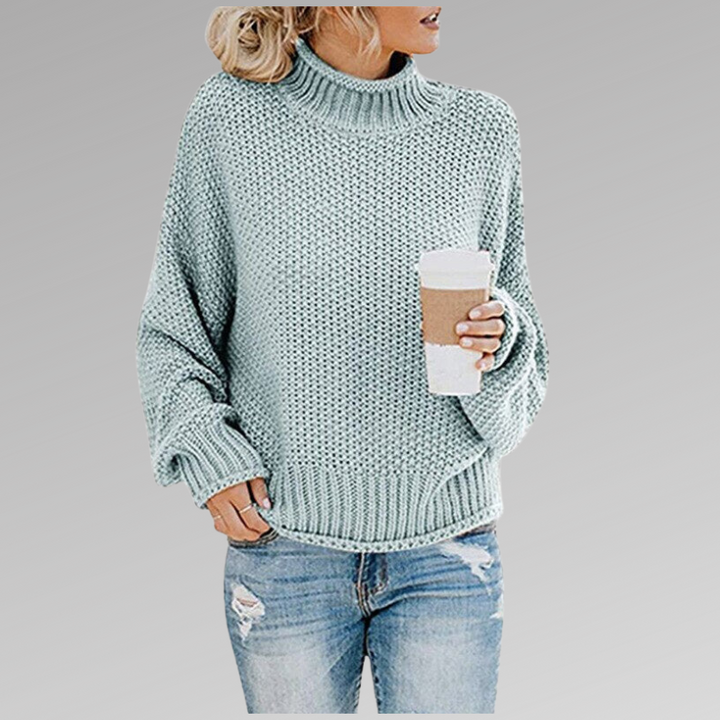 W&W Mode - Damen gemütlicher Strickrollkragenpullover