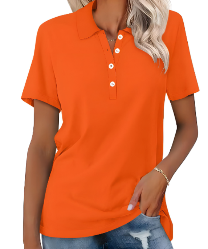 W&W Mode | Nachhaltiges Poloshirt Damen Polo Shirt Mit Kragen Und Knopfverschluss