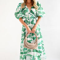 WW | Real Love Print Puffärmel Maxi Kleid