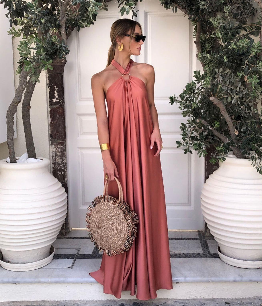 WW | Satin Halter Neck Maxi Dress für Frauen