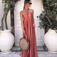 WW | Satin Halter Neck Maxi Dress für Frauen