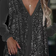 WW | Locker Fallende Damenbluse Mit V-Ausschnitt Elegantes Top