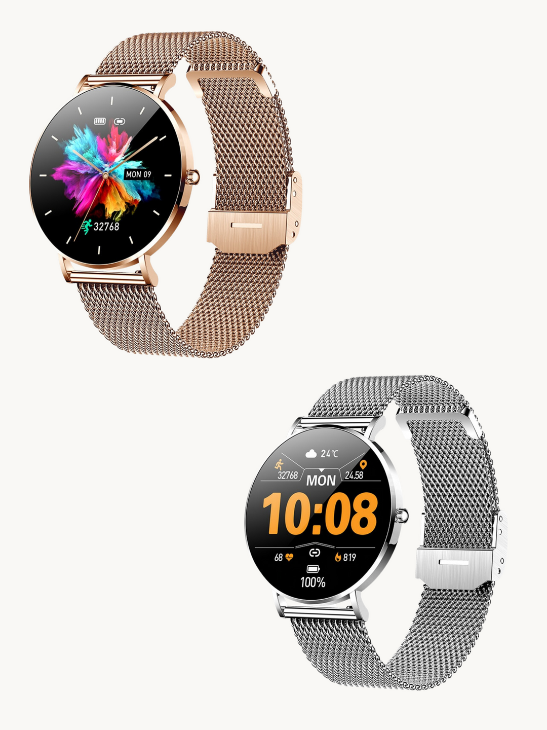Damen Smartwatch mit Touchdisplay und Fitnessfunktionen